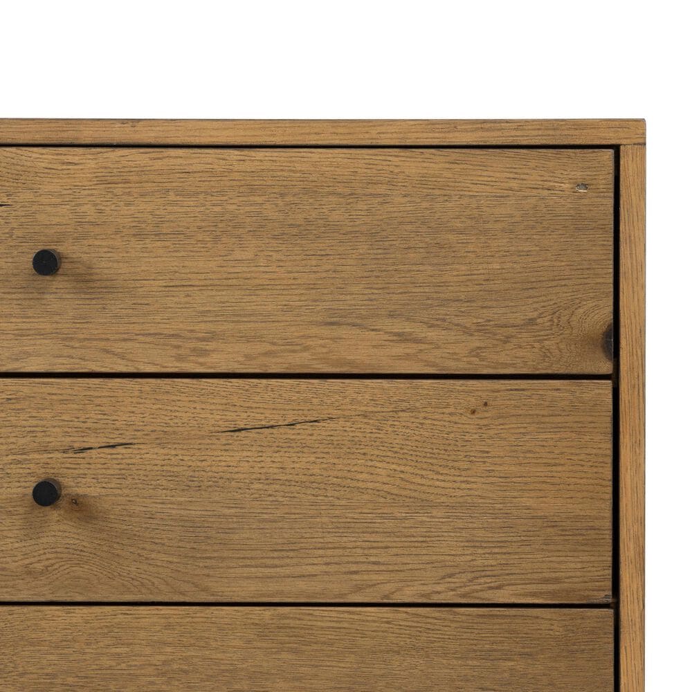 Four Hands Eaton 3-Drawer Large Nightstand in Amber Oak and Dark Gunmetal, , large