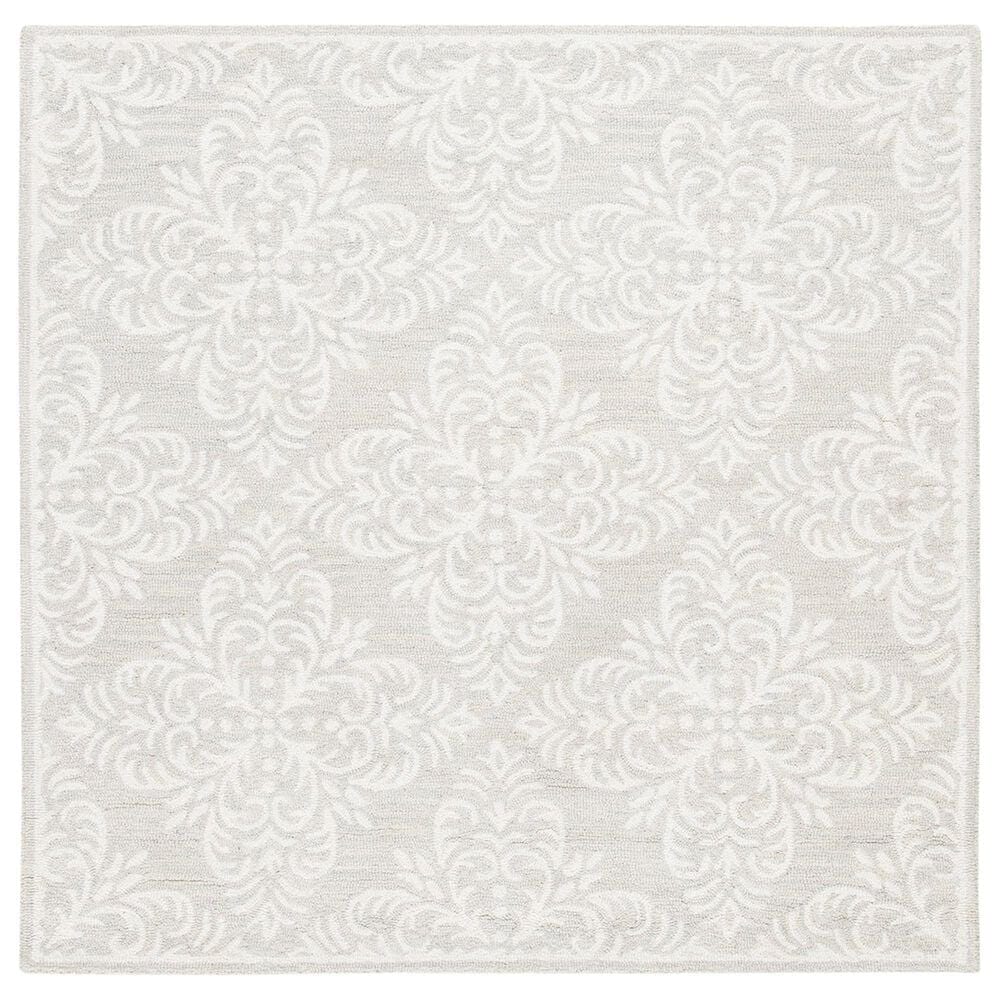 Safavieh Micro-Loop Damask 5" Square Silver and Ivory Area Rug, , large