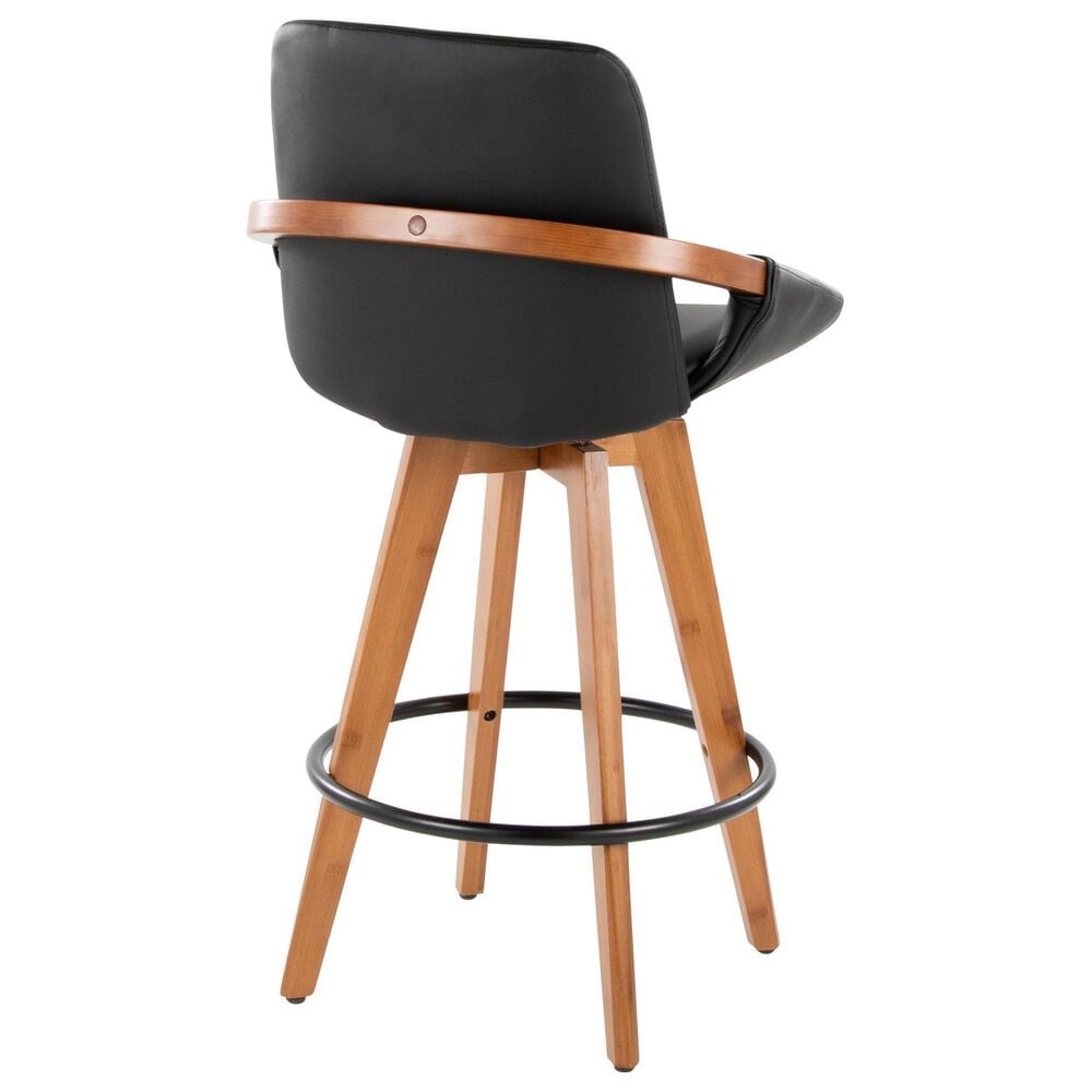 Lumisource Cosmo Swivel Counter Stool in Walnut and Black, , large
