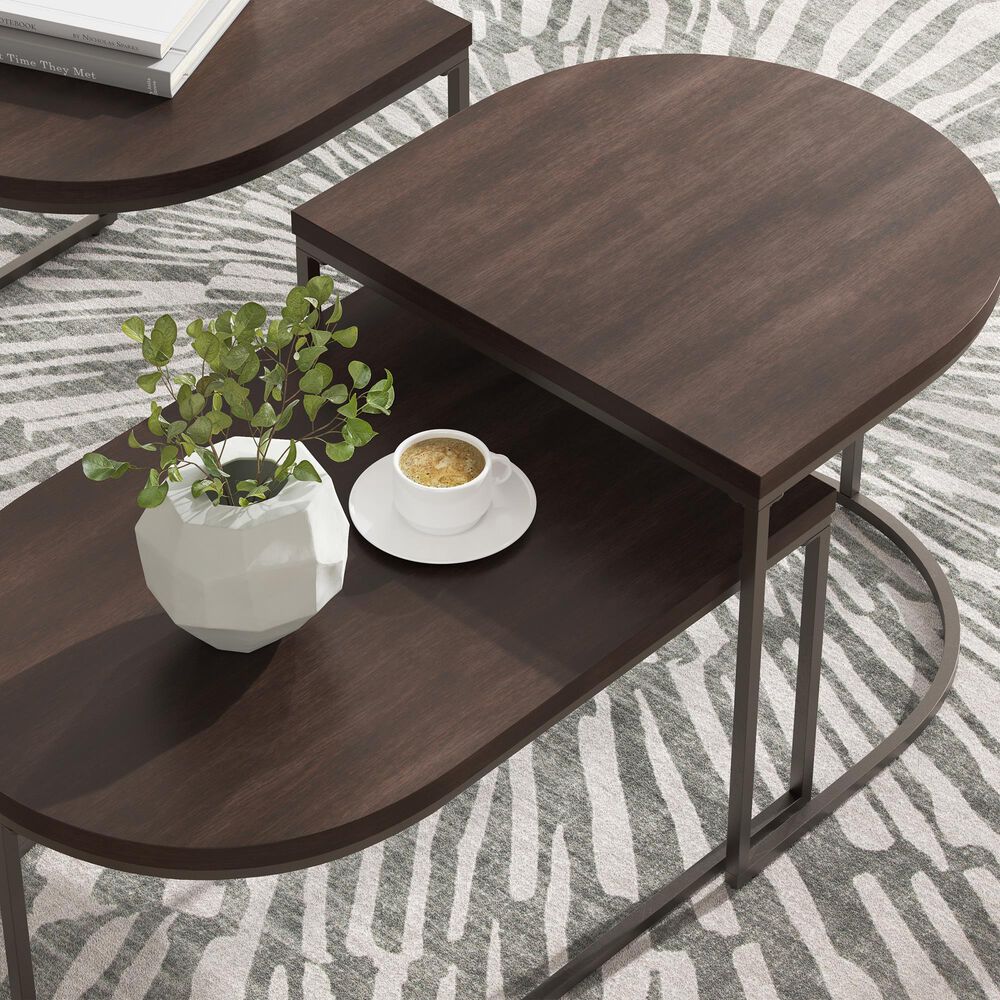 Ashley Vanmore Occasional Table Set in Dark Brown and Bronze &#40;Set of 3&#41;, , large