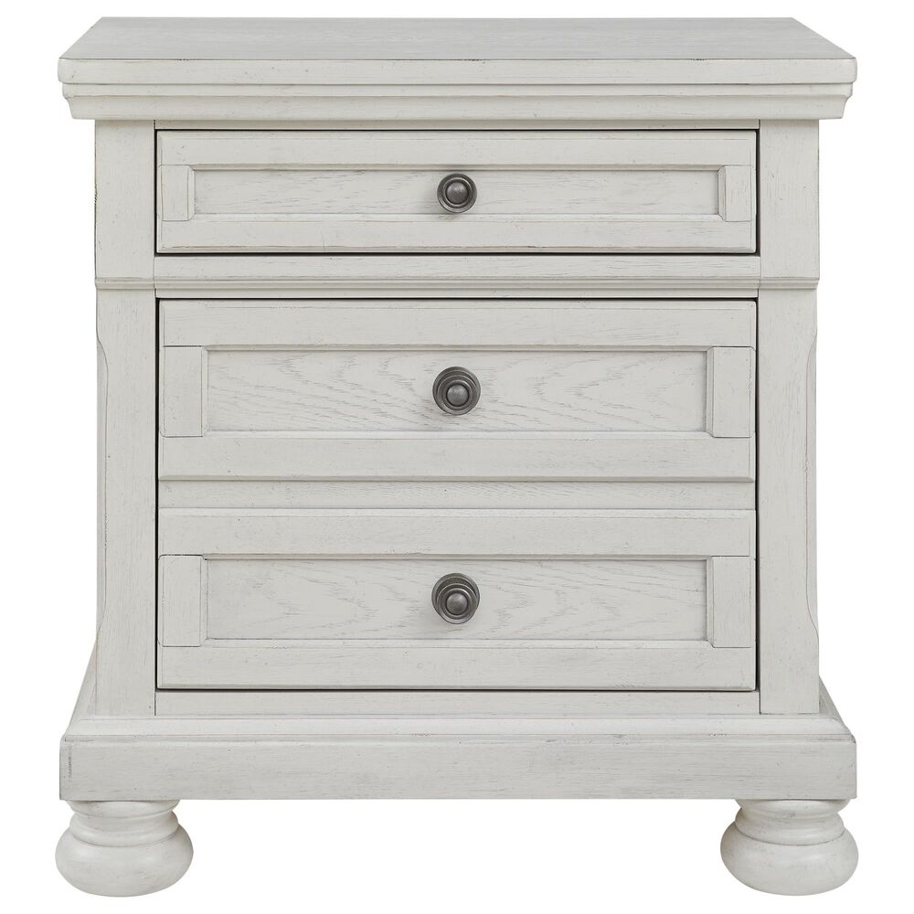 Ashley Robbinsdale King Storage Bed and Two Nightstands in Antique White, , large