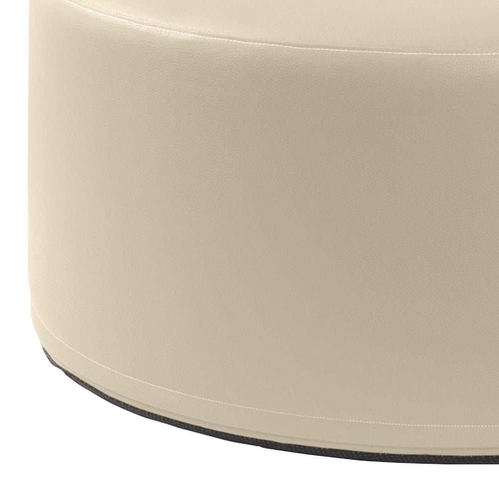 Jaxx Candler Faux Leather Ottoman in Natural Beige, , large