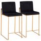 LumiSource Fuji 26" Counter Stool with Black Upholstery in Gold (Set of 2), , large