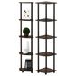 HOMLUX 5-Tier Multi-Purpose Corner Open Bookshelf in Walnut and Brown (Set of 2), , large