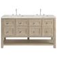 James Martin Vanities Breckenridge 60" Double Bathroom Vanity in Whitewashed Oak with 3 cm Eternal Jasmine Pearl Silestone Top, Rectangular Sinks and FreePower Wireless Charger, , large