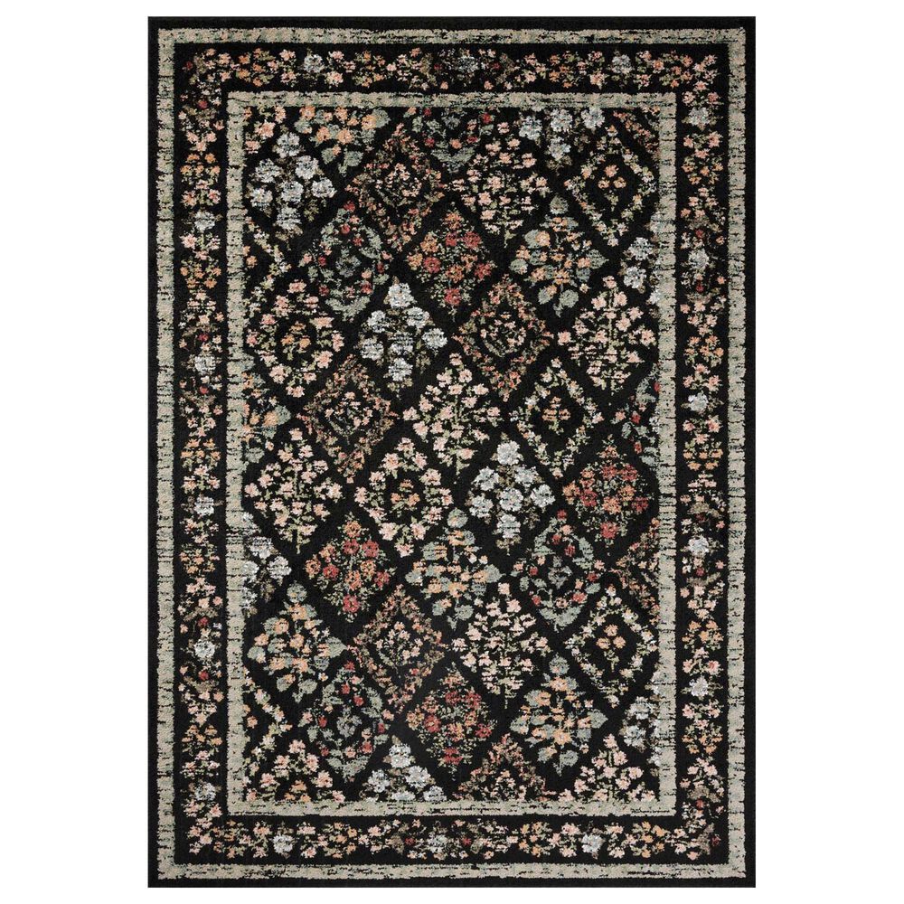 Rifle Paper Co Laurel Parquet 2"8" x 4" Black Area Rug, , large