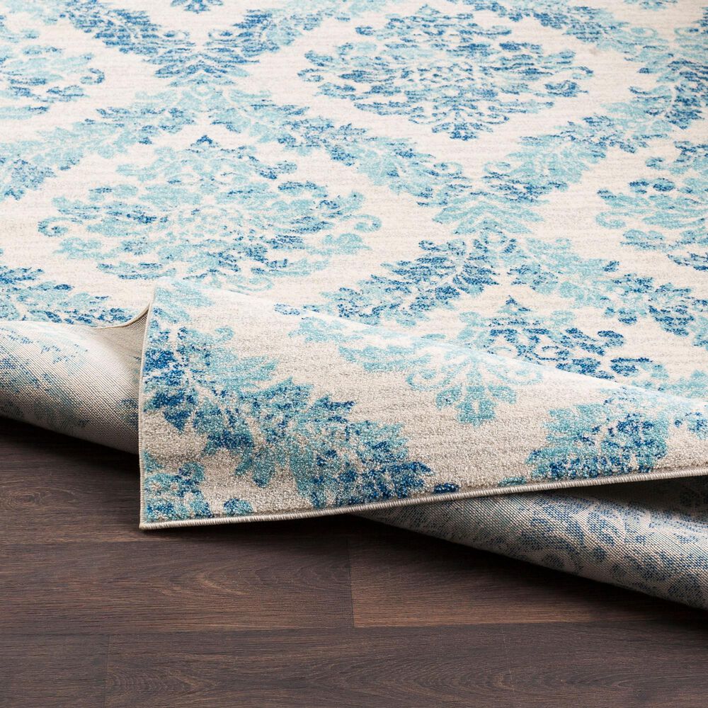 37B Harput Navy, Ivory, Medium Gray and Teal 3&#39;11&quot; x 5&#39;7&quot; Area Rug, , large