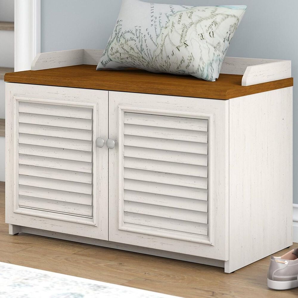 Bush Fairview Shoe Storage Bench in Antique White, , large