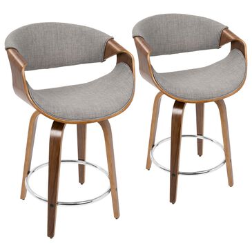 Lumisource Curvo Swivel Counter Stool in Light Grey (Set of 2), , large