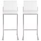 Lumisource Fuji High Back Barstool with White Faux Leather in Stainless Steel (Set of 2), , large