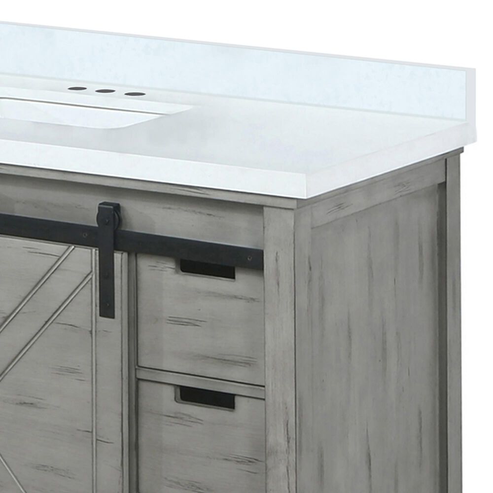 Lexora Home Marsyas 48&quot; Single Bathroom Vanity in Ash Grey with 2 cm White Cultured Marble Top and Rectangular Sink, , large
