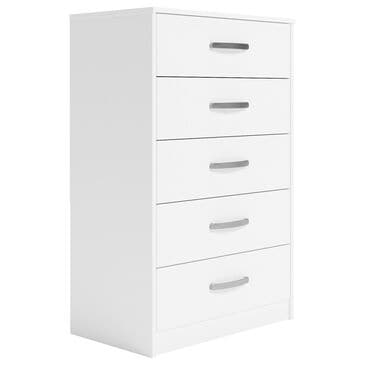 Ashley Flannia 5-Drawer Chest in White, , large