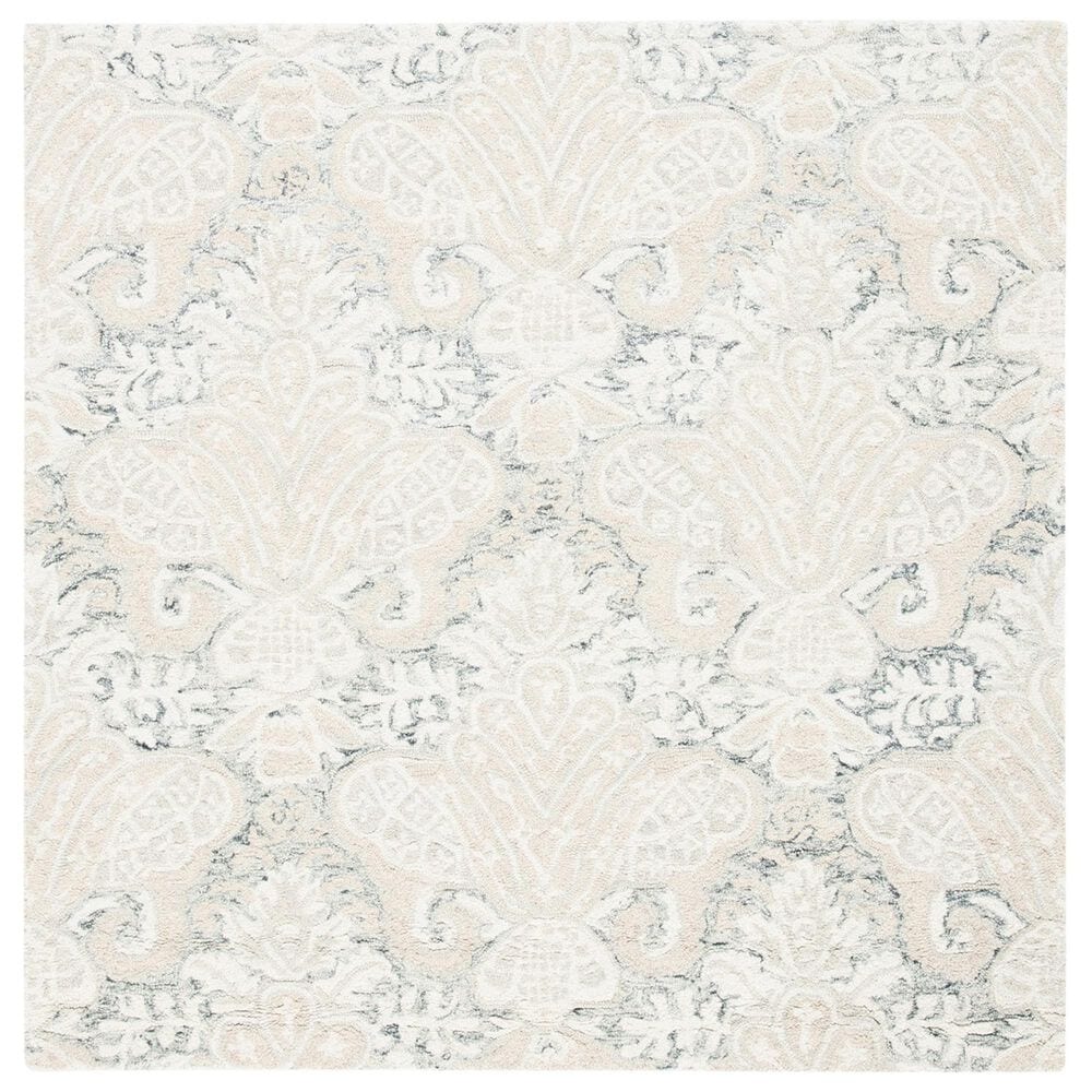 Safavieh Micro-Loop Damask 5" Square Charcoal and Ivory Area Rug, , large
