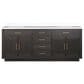 Lexora Home Abbey 80" Double Bathroom Vanity in Brown Oak with 2 cm White Quartz Top and Rectangular Sinks, , large