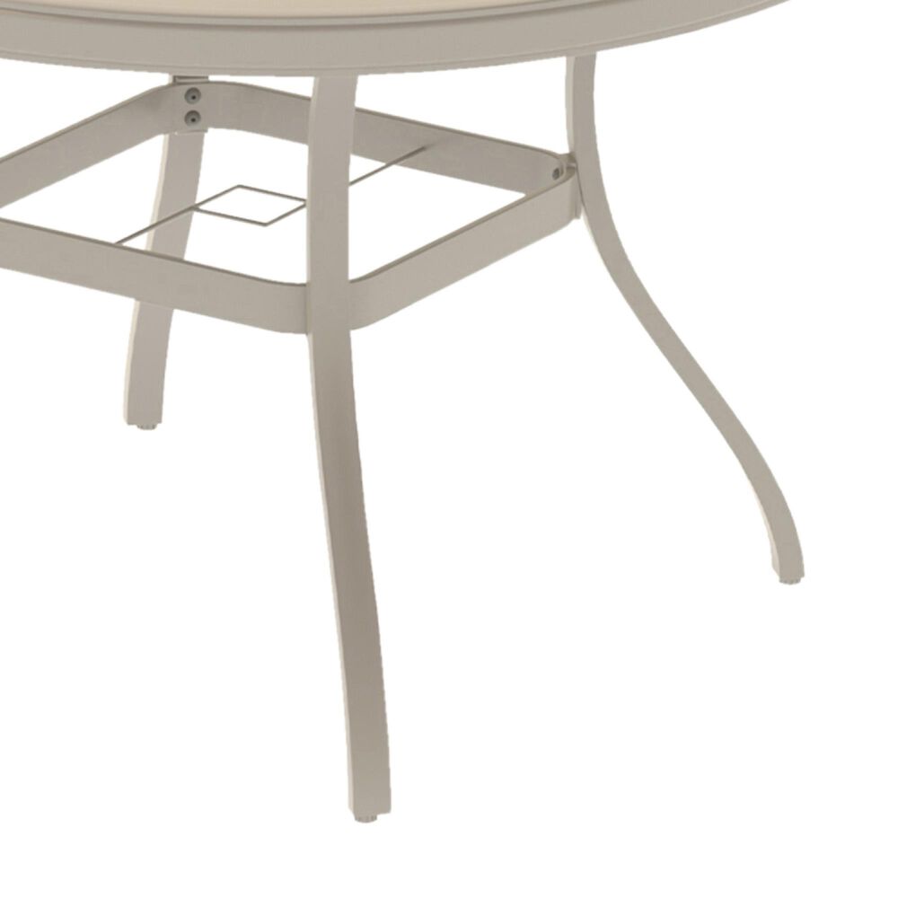 Hearth and Haven 7-Piece Outdoor Metal Dining Set with Stackable Chairs and Round Slatted Table in Sandstone, , large