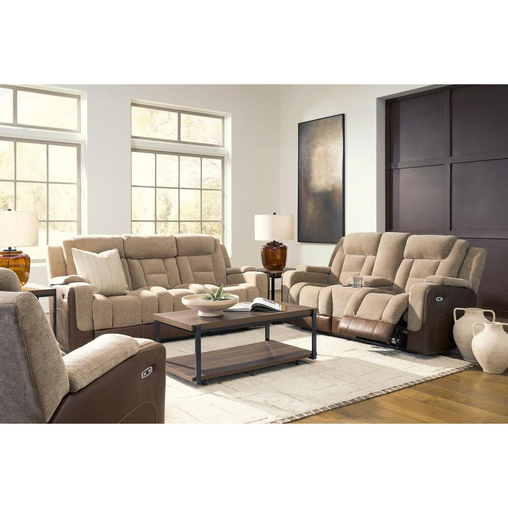 Ashley Mixed Motion Power Reclining Sofa in Brownstone, , large