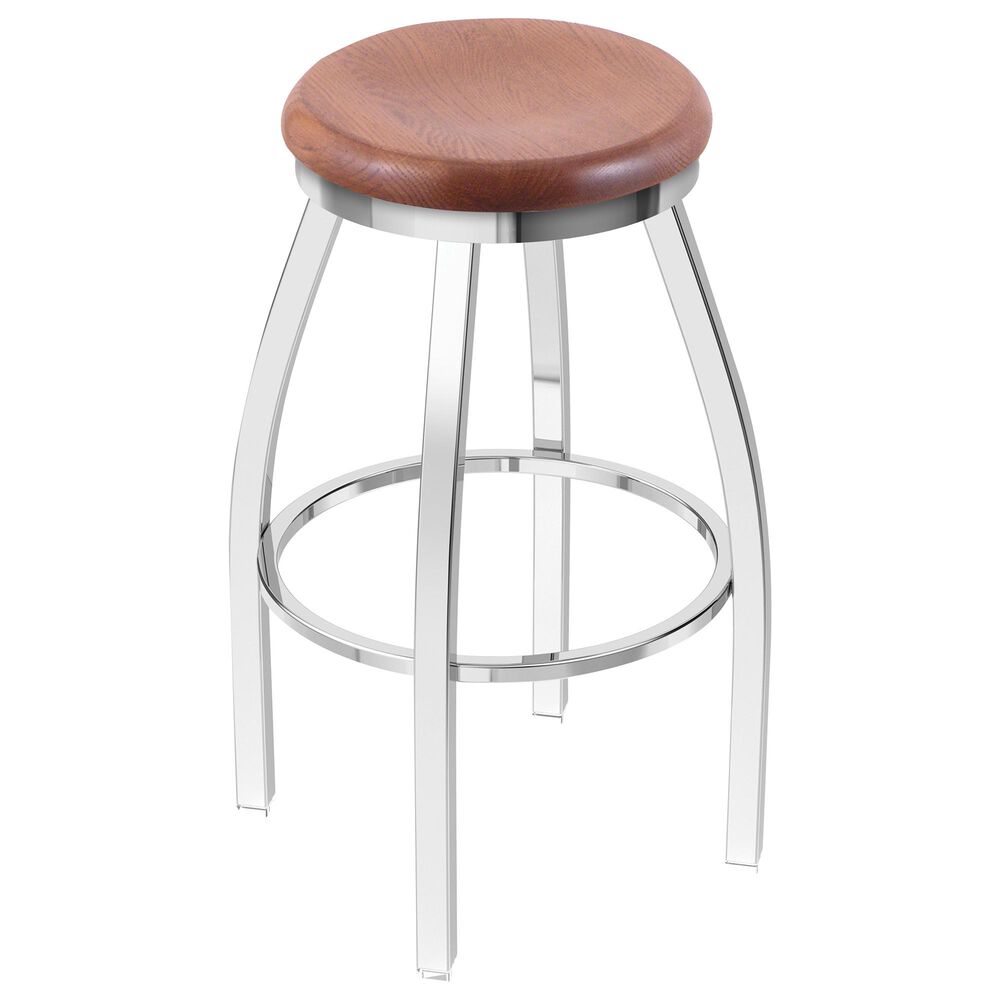 Holland Bar Stool 802 Misha 25" Swivel Counter Stool with Chrome and Medium Oak Seat, , large