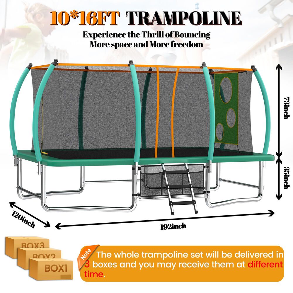 HOMLUX 10' x 16' Outdoor Trampolines in Green, , large