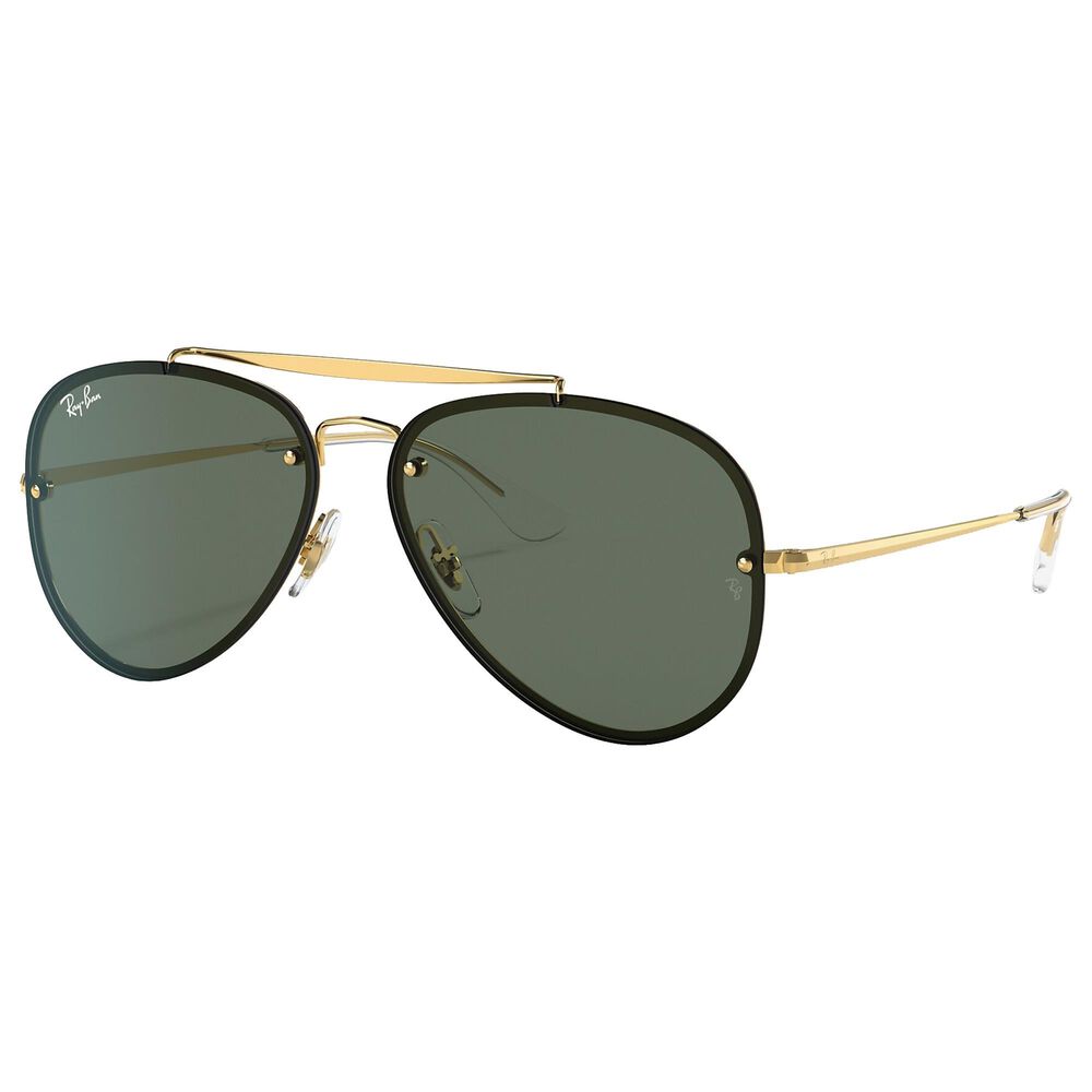 Ray-Ban Blaze Aviator Sunglasses with Green Lenses in Polished Gold, , large
