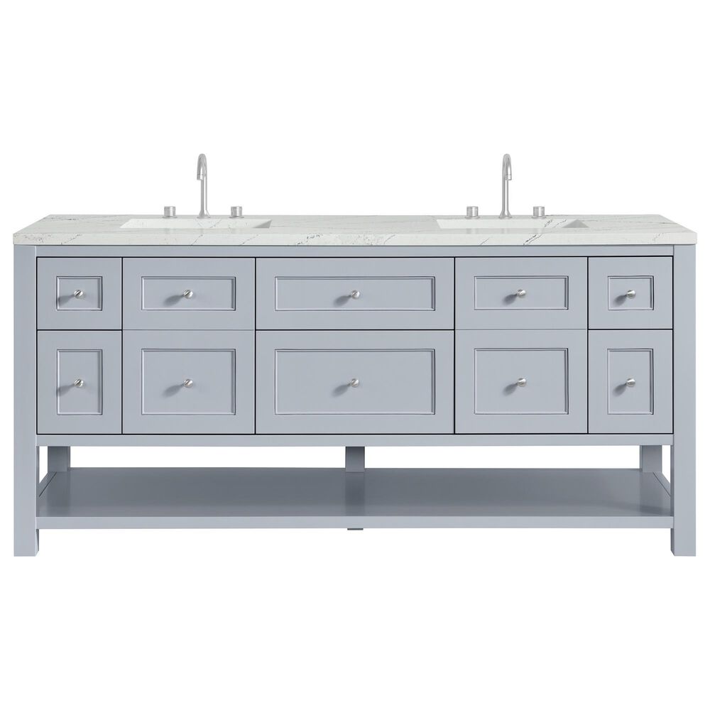 James Martin Vanities Breckenridge 72" Double Bathroom Vanity in Serenity Blue with 3 cm Ethereal Noctis Quartz Top and Rectangular Sinks, , large