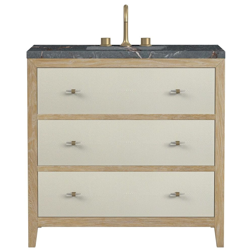 James Martin Vanities Celeste 36&quot; Single Vanity in Sun-washed Oak with Embossed Shagreen and with 3 cm Parisien Bleu Quartz Top, , large
