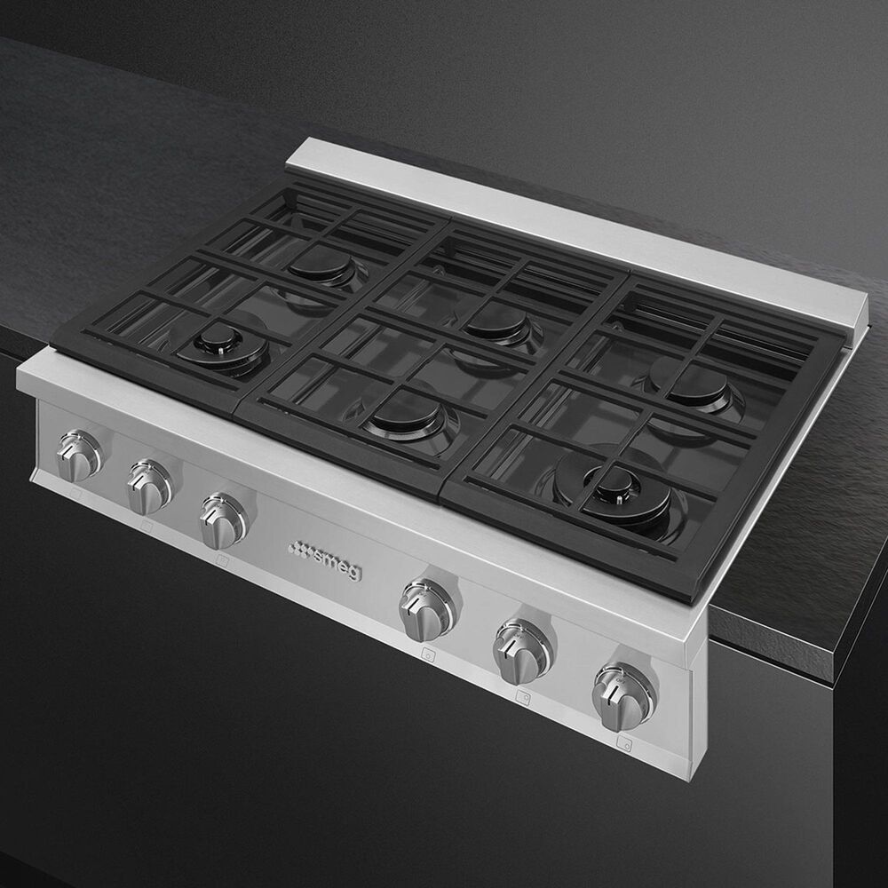 SMEG 36" Portofino Gas Rangetop in Stainless Steel, , large