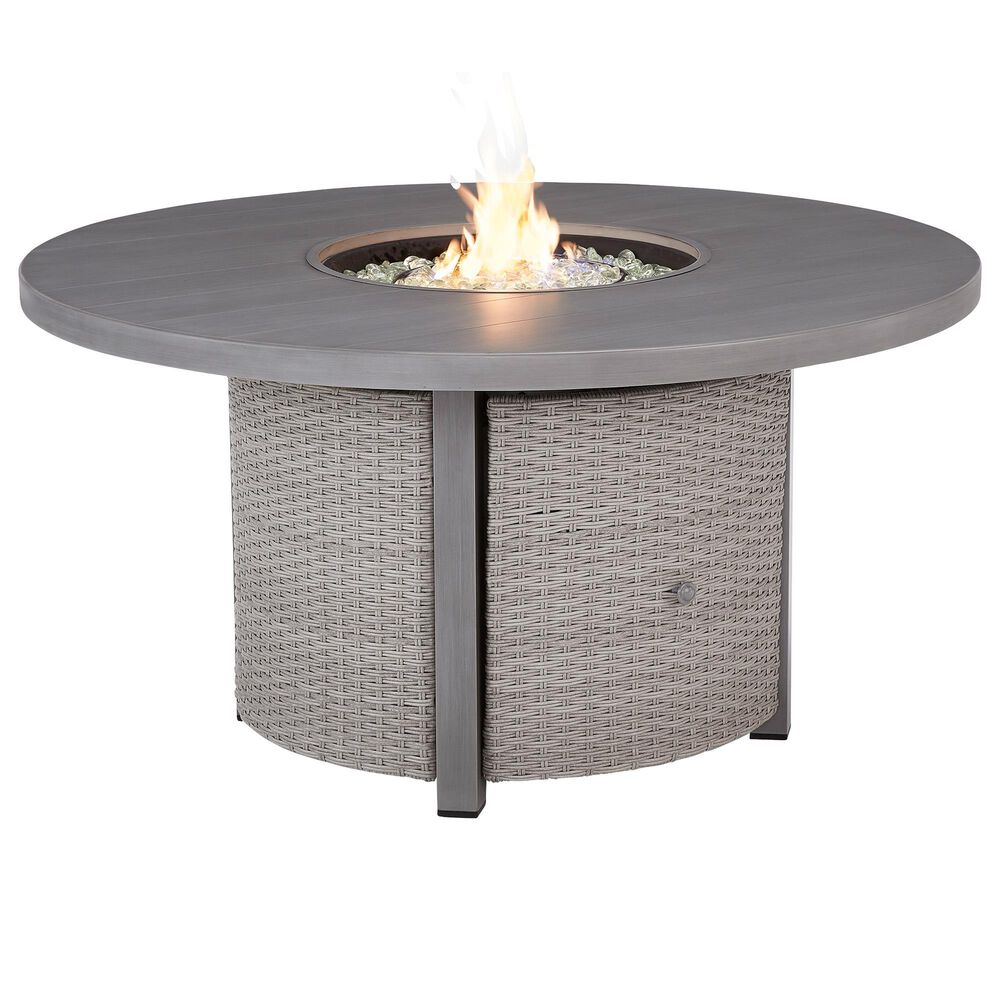 Ashley Half Moon Beach Round Fire Pit Table in Gray, , large