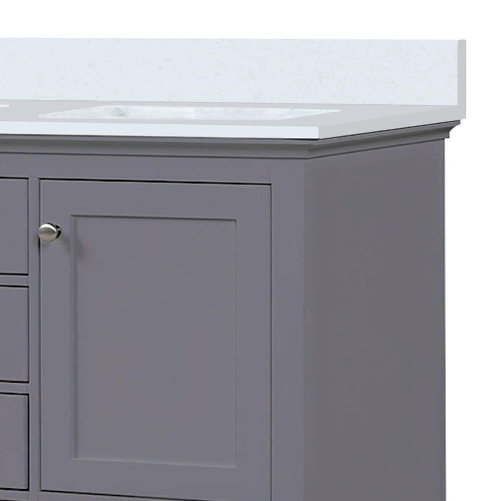 Lexora Home Dukes 48&quot; Double Bathroom Vanity in Dark Grey with 2 cm White Cultured Marble Top and Rectangular Sinks, , large