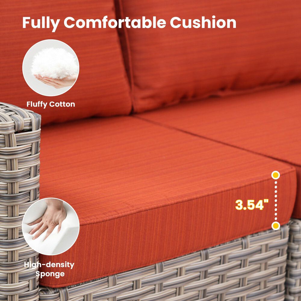 HOMLUX 8-Piece Outdoor Modular Sofa Conversation Set in Orange, , large