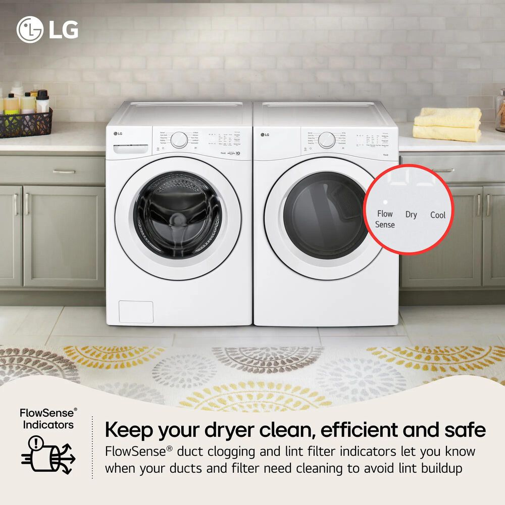 LG 7.4 Cu. Ft. Ultra Large Capacity Smart Front Load Electric Dryer in White, , large