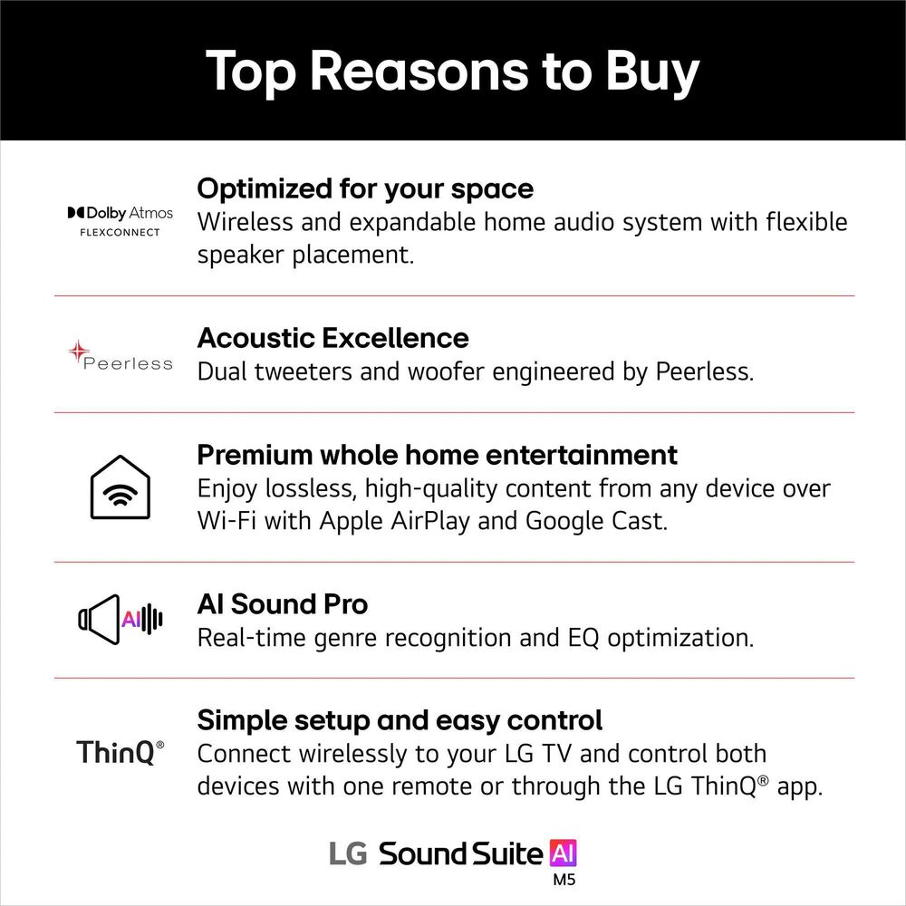 LG Sound Suite M5 Wireless Speaker with Dolby Atmos FlexConnect in Black, , large