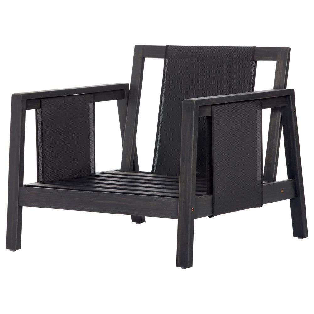 HOMLUX Outdoor Club Chair with Black Textilene Accents in White, , large