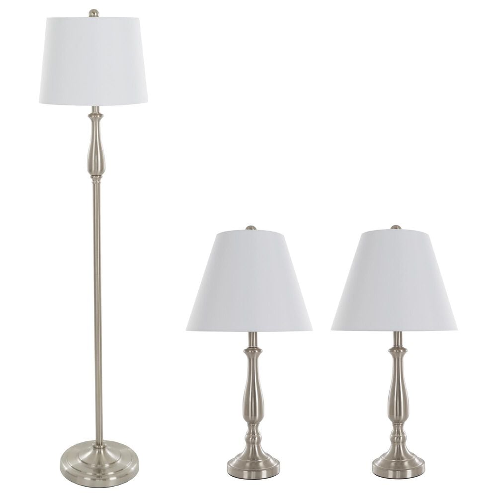 Timberlake 3-Piece Floor and Table Lamp Set in Brushed Steel, , large