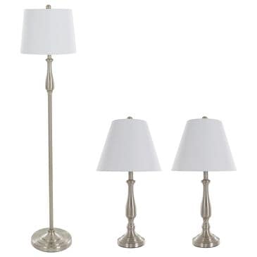 Timberlake 3-Piece Floor and Table Lamp Set in Brushed Steel, , large