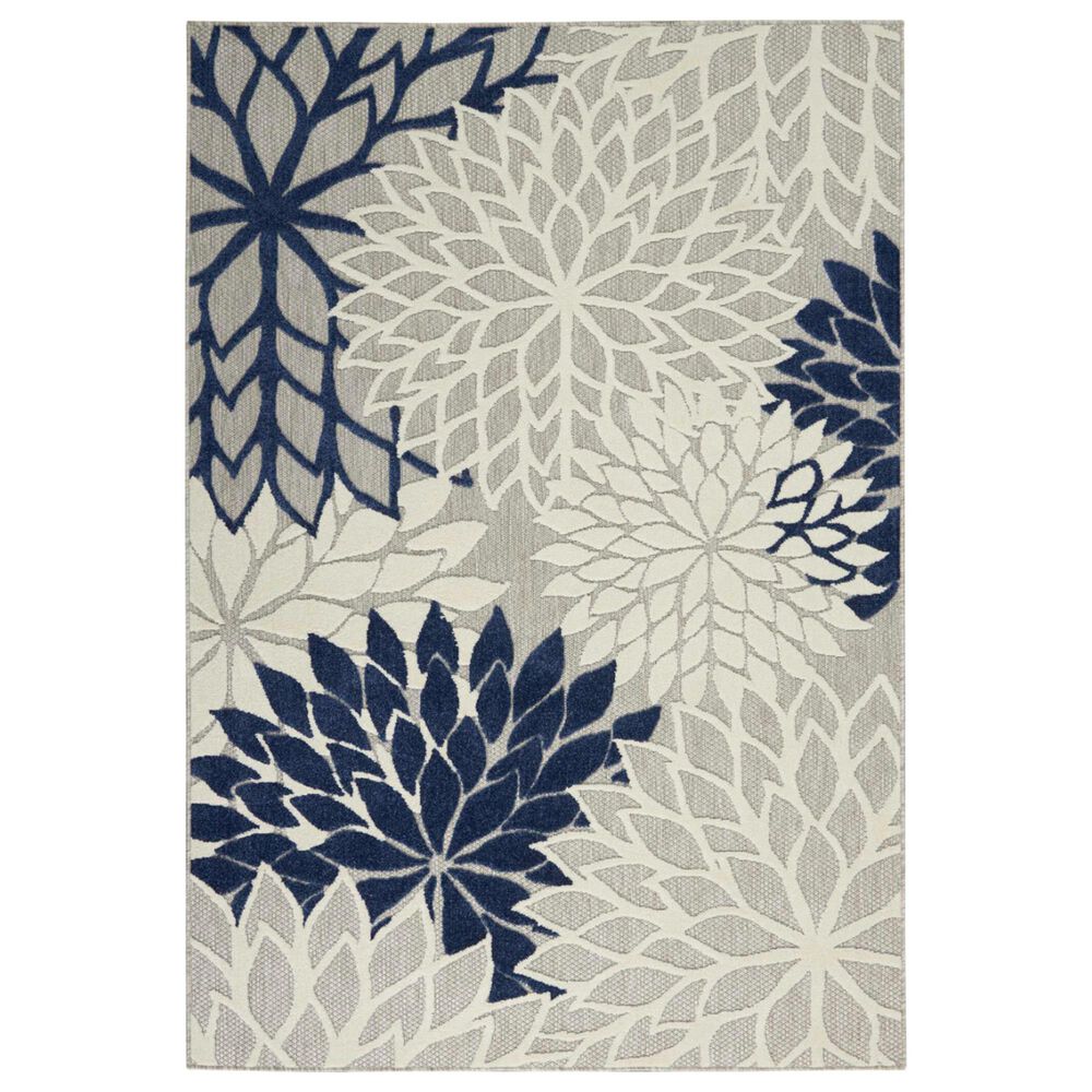 Nourison Aloha ALH05 3"6" x 5"6" Ivory and Navy Indoor/Outdoor Area Rug, , large