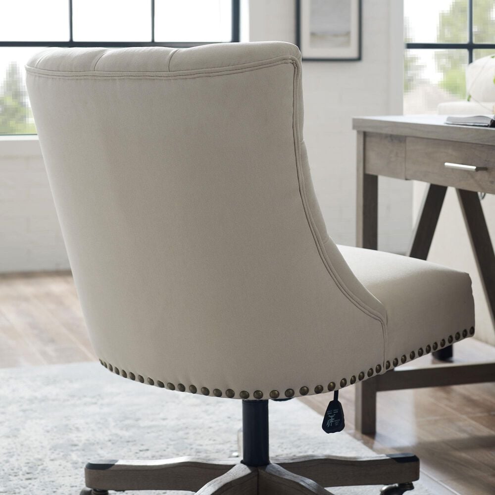 Linon Home Decor Della Office Chair with Natural Cushion in Gray Wash, , large