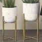 Maple and Jade Dome Speckled Planter with Removable Stand in Matte White, Black and Gold (Set of 2), , large