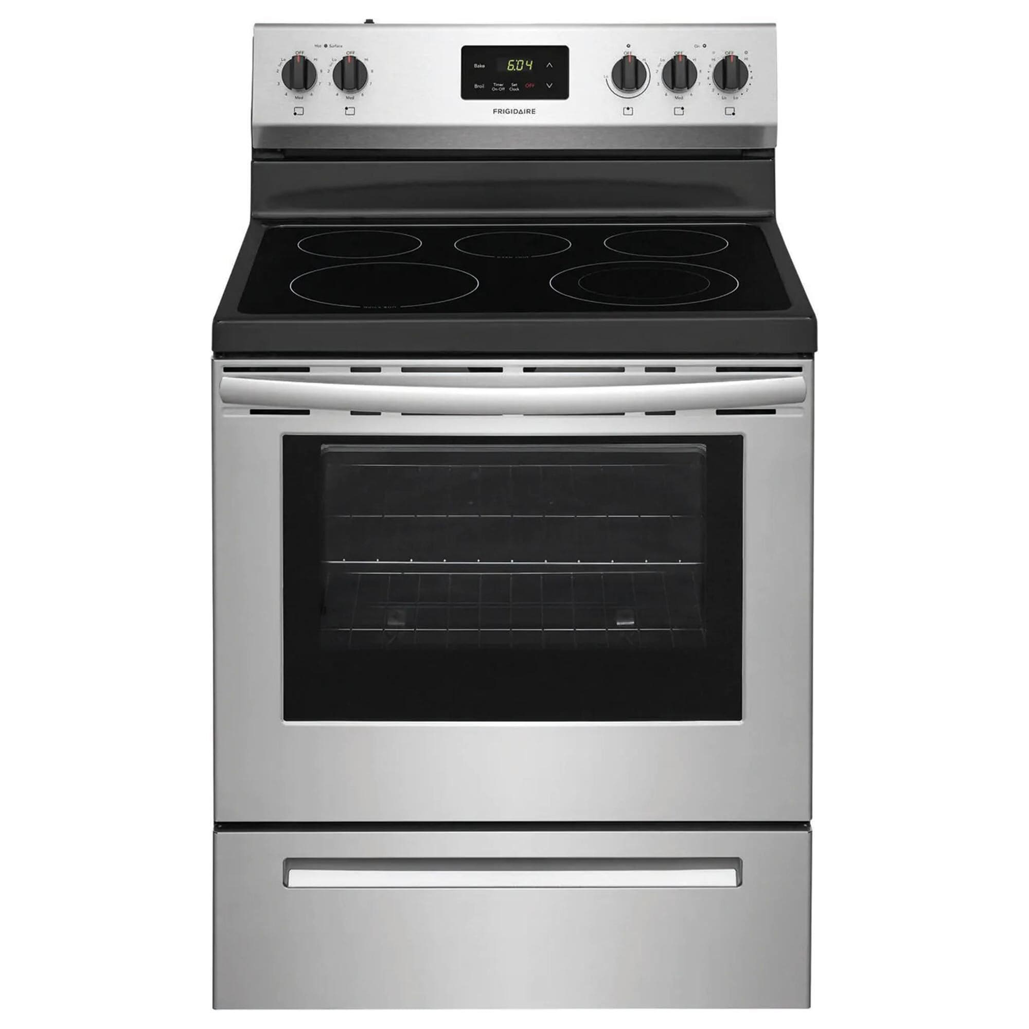 electric range with white ceramic top