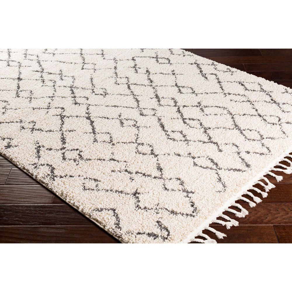 Surya Berber Shag BBE2301 2&#39;7&quot; x 7&#39;3&quot; Charcoal and Light Beige Runner, , large