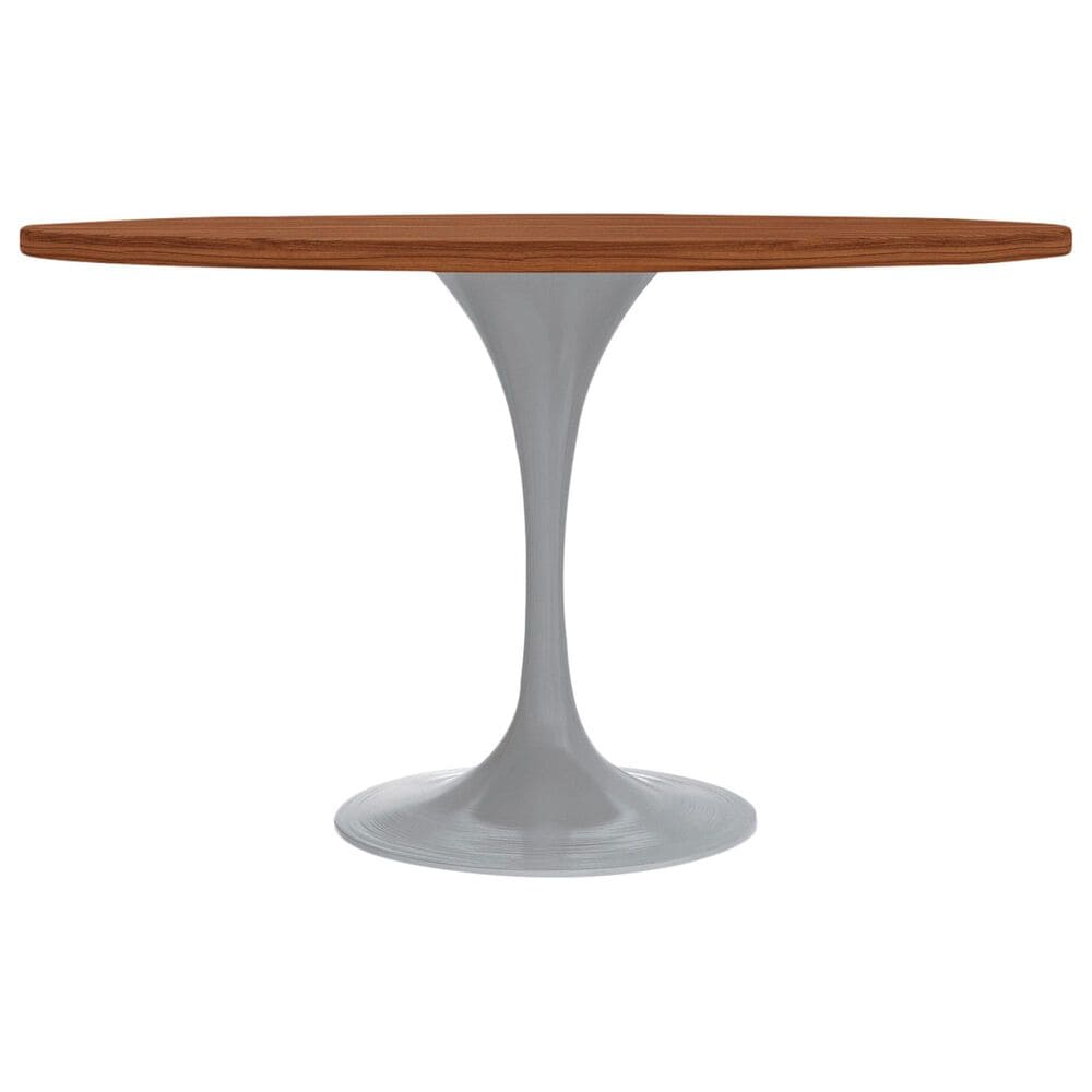 Leisuremod LeisureMod Verve Collection 48 Round Dining Table, White Base with Cognac Brown MDF Top, , large