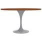Leisuremod LeisureMod Verve Collection 48 Round Dining Table, White Base with Cognac Brown MDF Top, , large