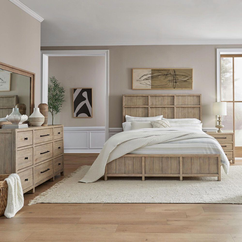 Belle Furnishings Proximity Place 4-Piece Queen Panel Bedroom Set in Barley Buff, , large