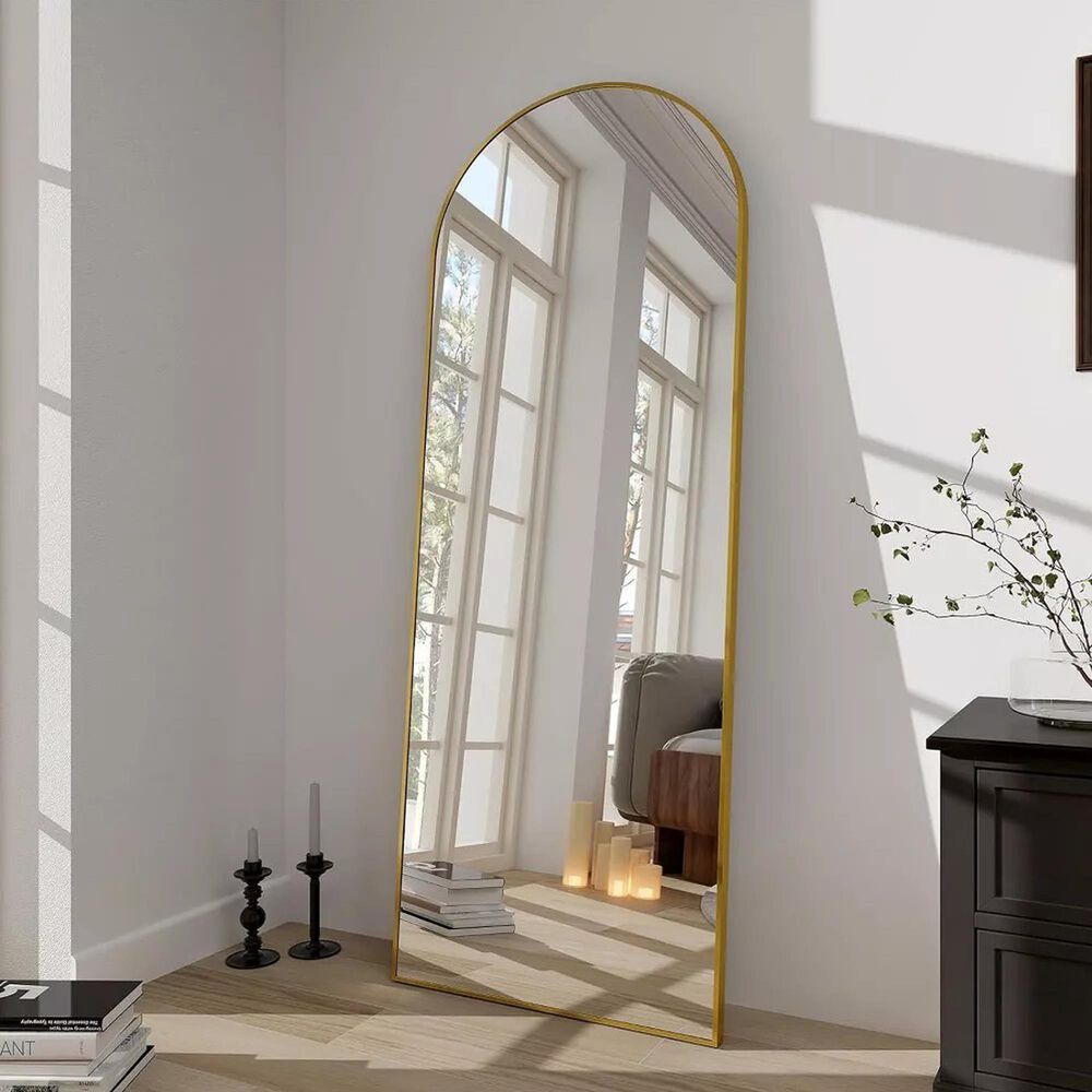 HOMLUX 64" x 21" Modern Full Length Bathroom Mirror in Gold, , large