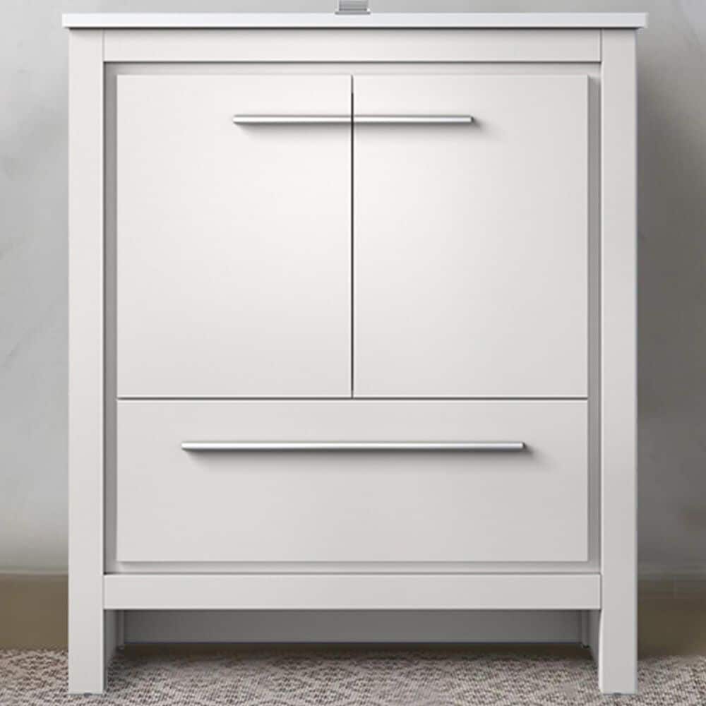 Lexora Home Lafarre 30&quot; Single Bathroom Vanity in White with 2 cm White Quartz Top and Rectangular Sink, , large