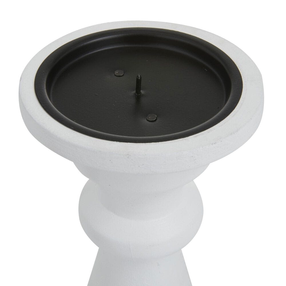 Maple and Jade 6&quot;, 8&quot;, 10&quot; Turned Style Pillar Decorative Candle Holder in White &#40;Set of 3&#41;, , large