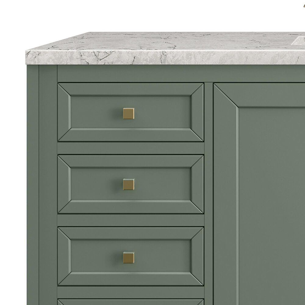 James Martin Vanities Chicago 60" Single Bathroom Vanity in Smokey Celadon with 3 cm Eternal Jasmine Pearl Quartz Top, Rectangular Sink and FreePower Wireless Charger, , large