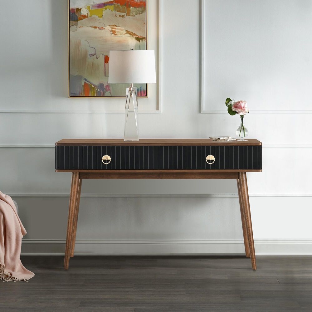 Armen Living Amigo Console Table in Black and Walnut, , large