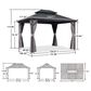 HOMLUX 10" x 12" Outdoor Hardtop Gazebo with Galvanized Steel Roof, Netting, and Curtains Gray, , large