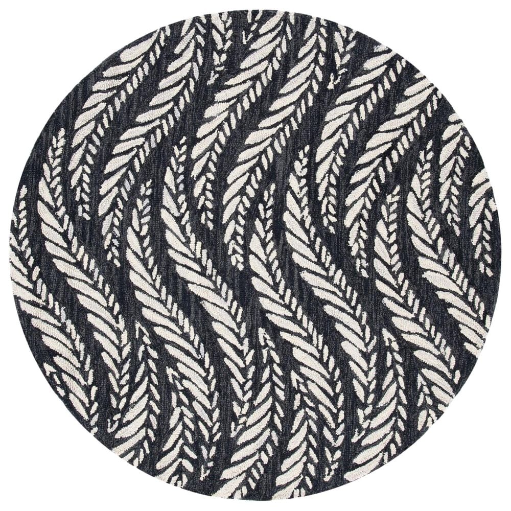 Safavieh Micro-Loop MLP170H 5" Round Charcoal and Ivory Area Rug, , large