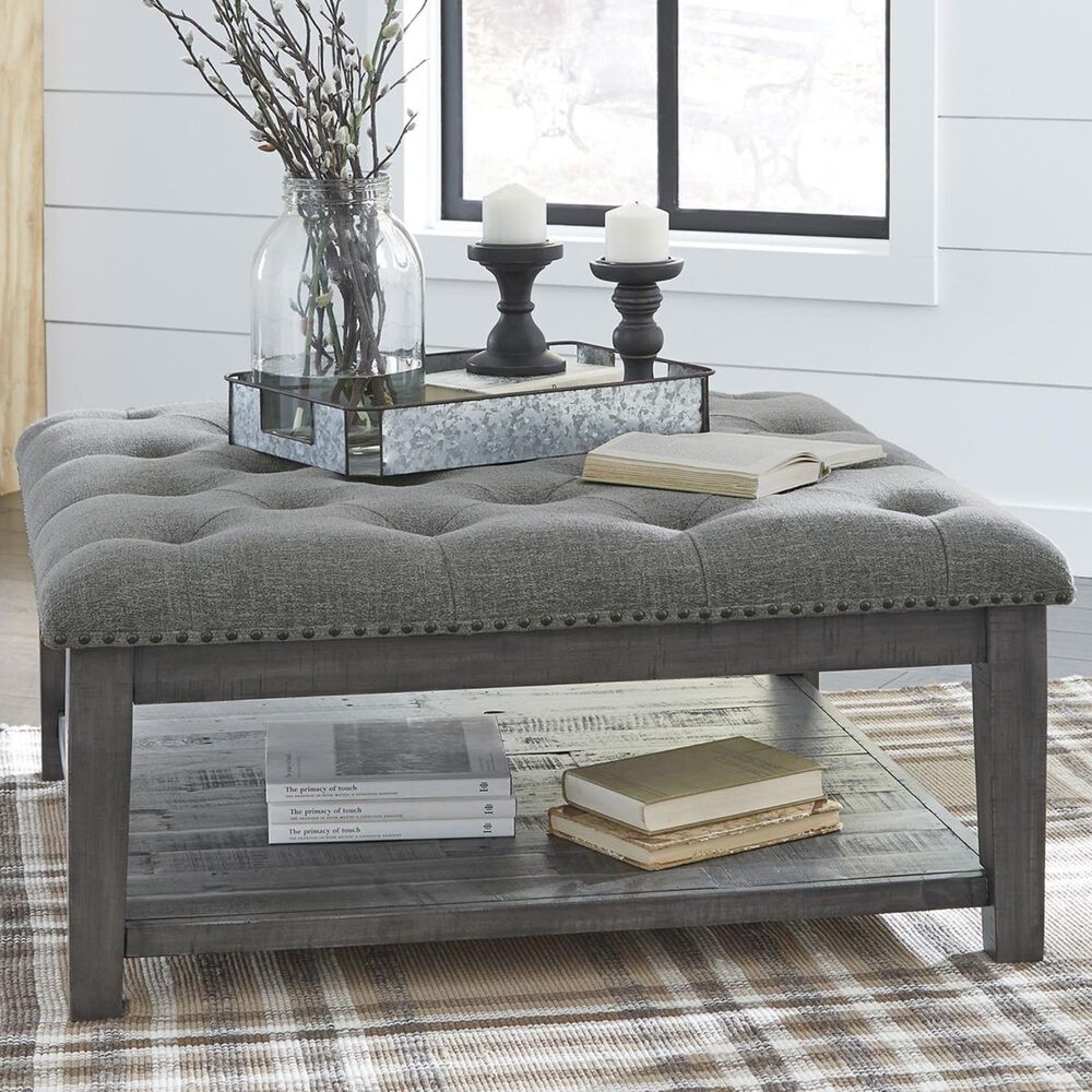 Signature Design by Ashley Borlofield Ottoman Cocktail Table in Dark Grey, , large